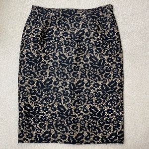 MK Black/Gold Floral Brocade Pencil Skirt Size 4